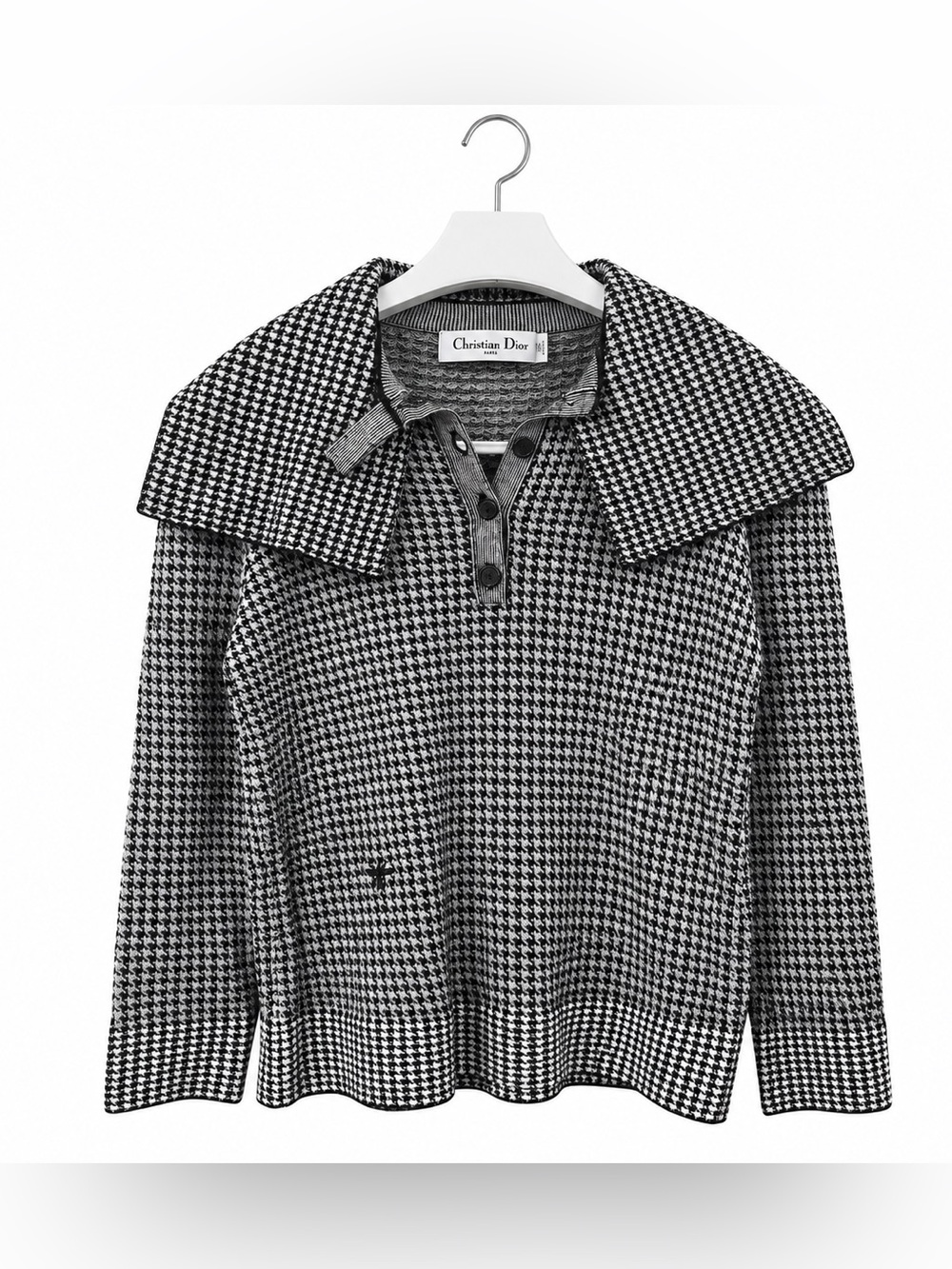 Dior Black & White Houndstooth Knit Blazer Jacket